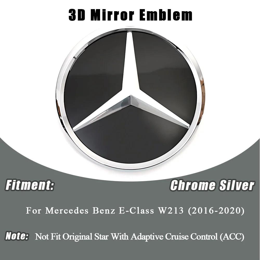 Hot Car Sticker 3D Mirror Front Grille Star Emblem  For Mercedes Benz E-Class W213 2016-2020 E200 E250 E300 Logo Glossy Black Ch
