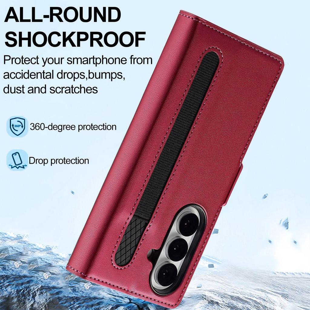 Compatible Galaxy Z Fold7/6/5/4 Leather Wallet Phone Case