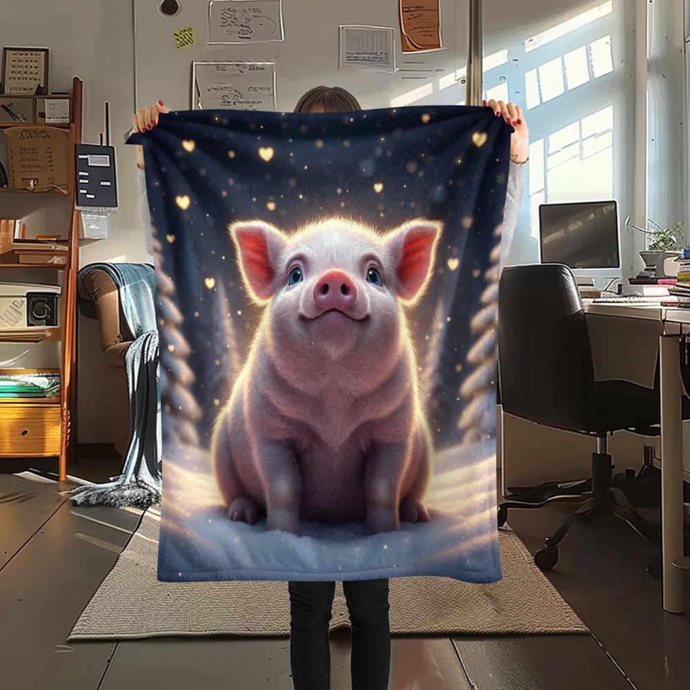 1PC Cute Little Animals Print Flannel Blanket, High Quality Comfortable for All Seasons, Home Decor, Warmth and Comfort