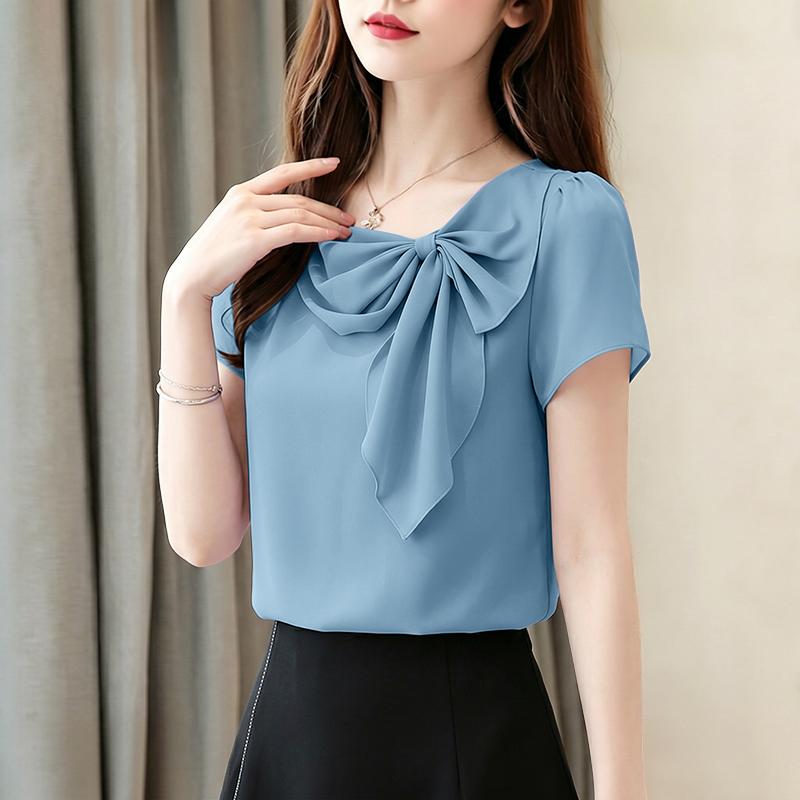 ZANZEA Women Elegant Round Neck Casual Short Sleeve Blouse