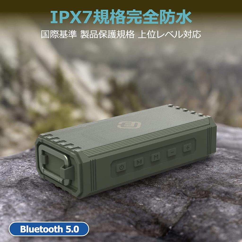 40s Bluetooth Speaker Waterproof IPX7 Dustproof Heavy Bass Small Stereo Loud Wireless Long Time Outdoor SD Random Playback Portable Smartphone Outdoor