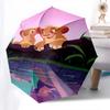Lion Cubs, Reflection Themed Automatic Opening and Closing Umbrella, Brightly Colored 8-rib Portable Umbrella, Suitable for Men and Women, A Perfect G