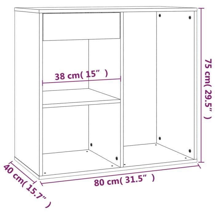 VidaXL Armoire à cosmétiques noir 80x40x75 cm bois d'ingénierie 808838