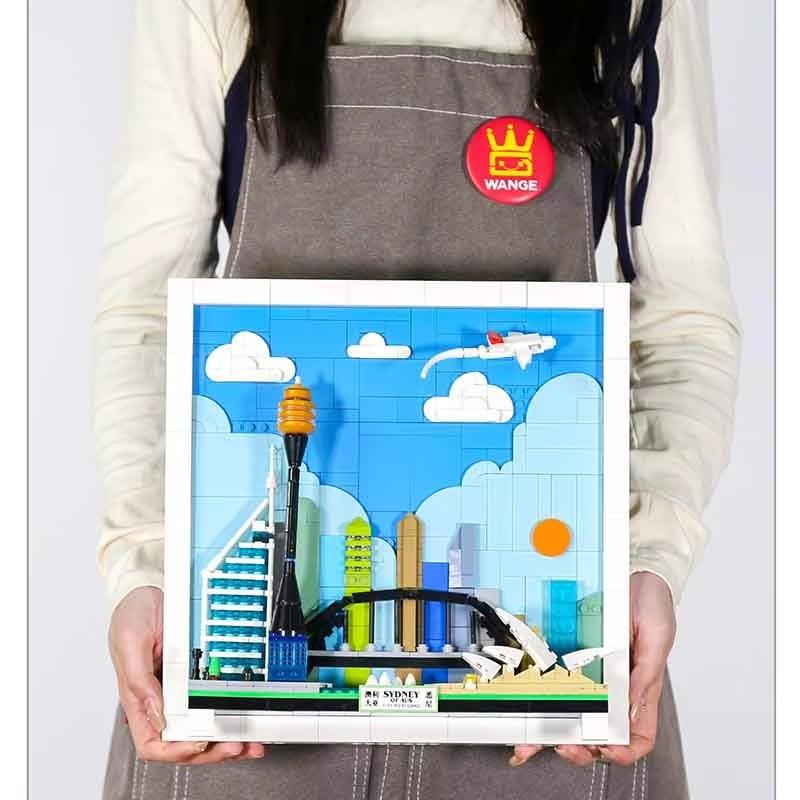Moc 707Pcs Creative City Postcards Sydney Skyline Art Hanging Drawing Diy Blocks Children S Game Toys Birthday Gifts