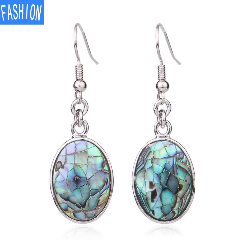 Náušnice s přírodní mušlí Oválné náušnice Náušnice Dámské pro volný čas Všestranné plážové šperky Mušlové náušnice