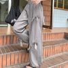 Simple Style Drawstring Bowknot Casual Pants for Women Summer High Waist Slim Loose Versatile Wide Leg Long Pants