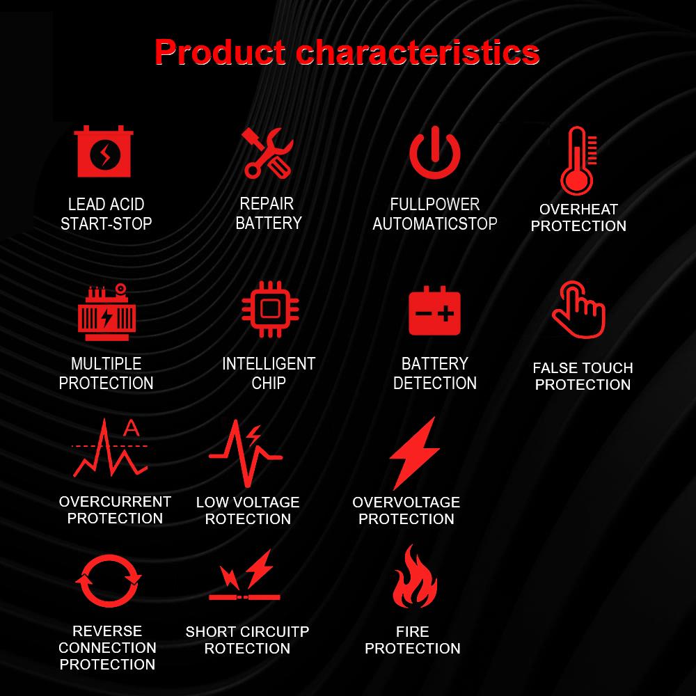 Intelligent Pulse Repair Maintenance Lead-Acid Smart Battery Charger 12V 15A 12A Car Motorcycle Battery Charging Multifunctional Portable 2025 New