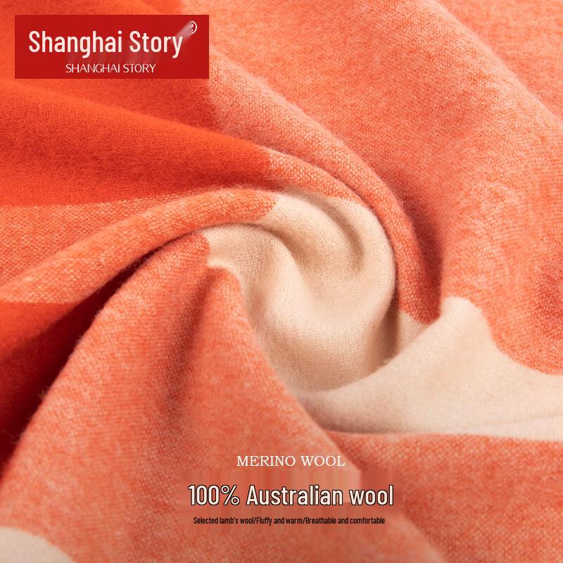 Shanghai Story Women's Pure Wool Plaid Scarf Shawl