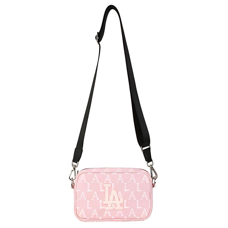 New MLB Monogram Collection Nylon Fabric Shoulder Bag, Crossbody Bag Regular Unisex Cherry Blossom Pink 32BGDR111-07P