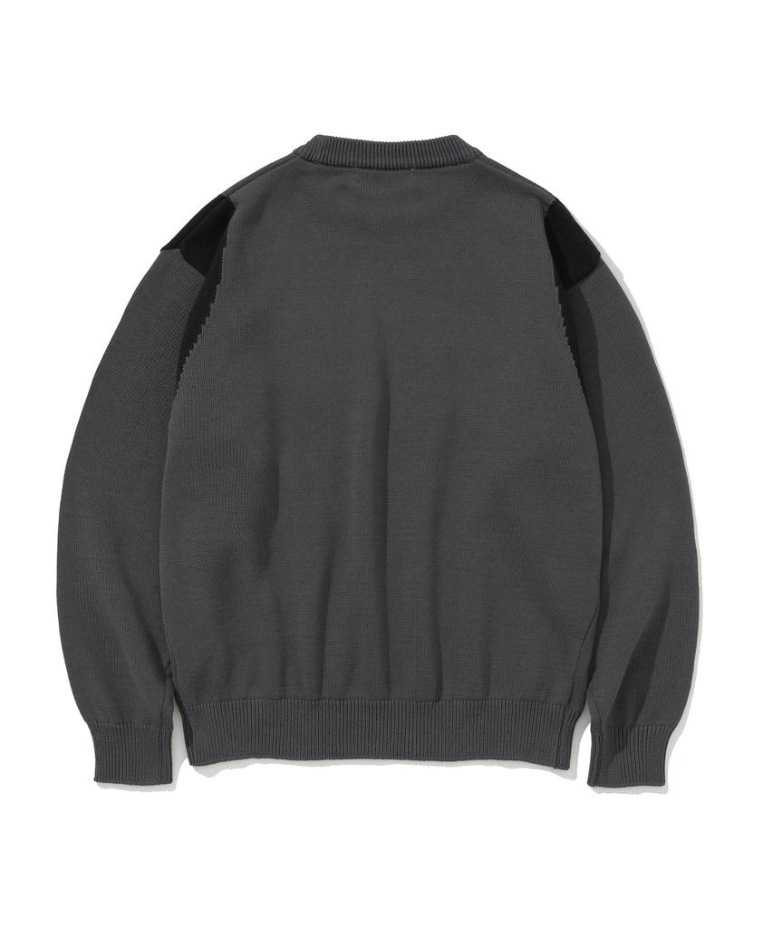 KNITTED Varsity Embroidered Logo Knit Charcoal