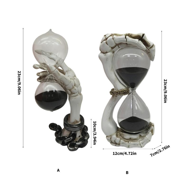 Resin Skull Sand Timer Statues Collectible Figurines Decorative Ornament Scary Halloween Decorations for Home Office