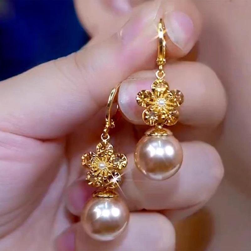 Elegant High-End Zirconia & Pearl Flower Earrings
