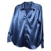 Women's satin button shirt workwear casual shirt collar long sleeve top