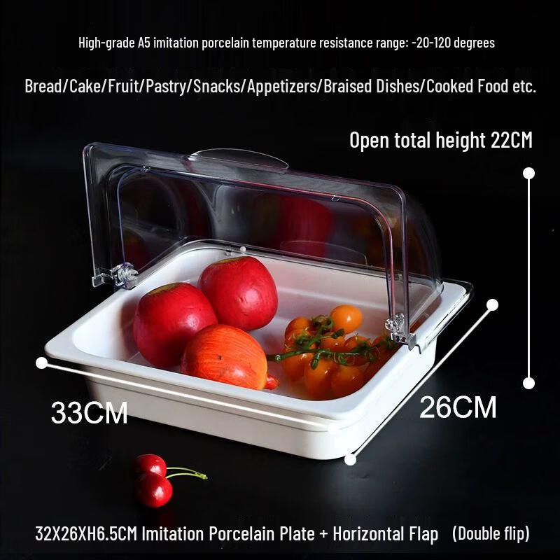 

Melamine Food Display Tray with Transparent Cover 32x26x6.5cm