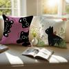 Cute Cartoon Little Black Cat Pillow Case Anti-dustmite Pillowcase Invisible Zipper Silky Short Plush Sofa Cushion Cover