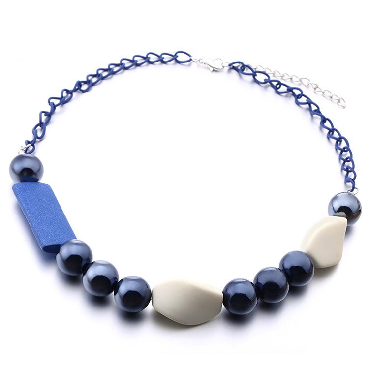 JMXD-Geometric Wood Necklace Women's Acrylic Bead Necklace New Accessories Exaggerated Jewelry