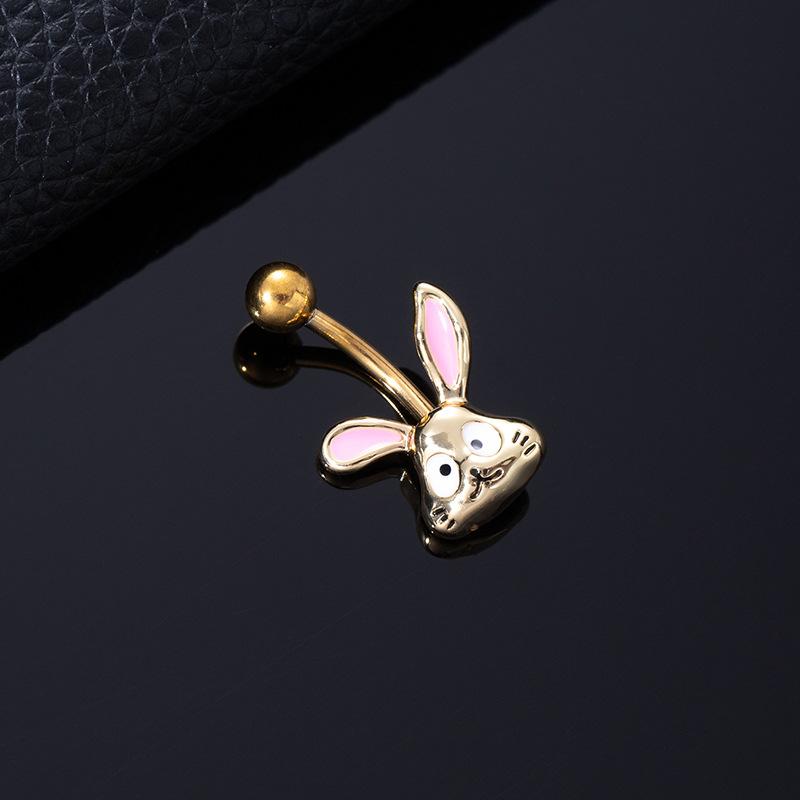 Color Zircon Spiral Piercing Navel Nail Color Butterfly Wind Navel Clip Rabbit Navel Buckle