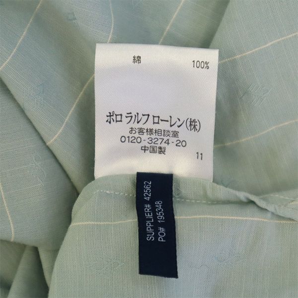 RALPH LAUREN Overall handle Long sleeve Band collar shirt 2 green Women Used