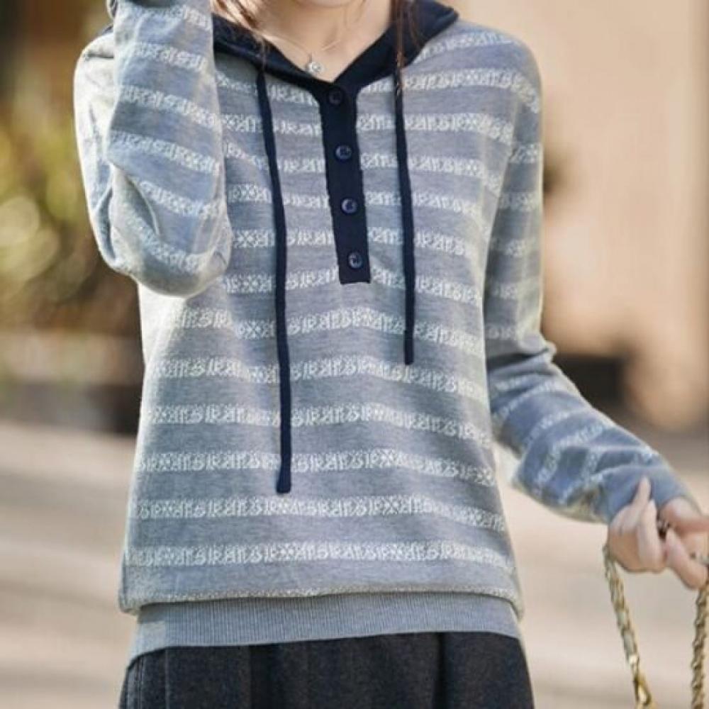Navava Men S Striped Color Block Hoodie Long Sleeve Knit Tee Nk3300