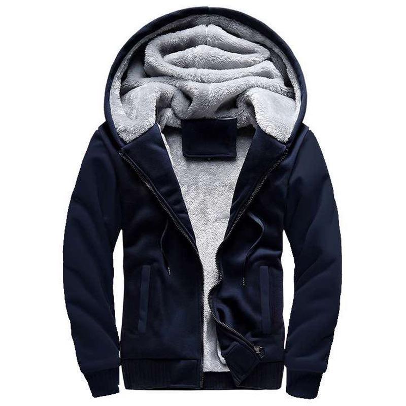 2021 Men's Thick Warm Hooded Fleece-lined Cotton Jacket