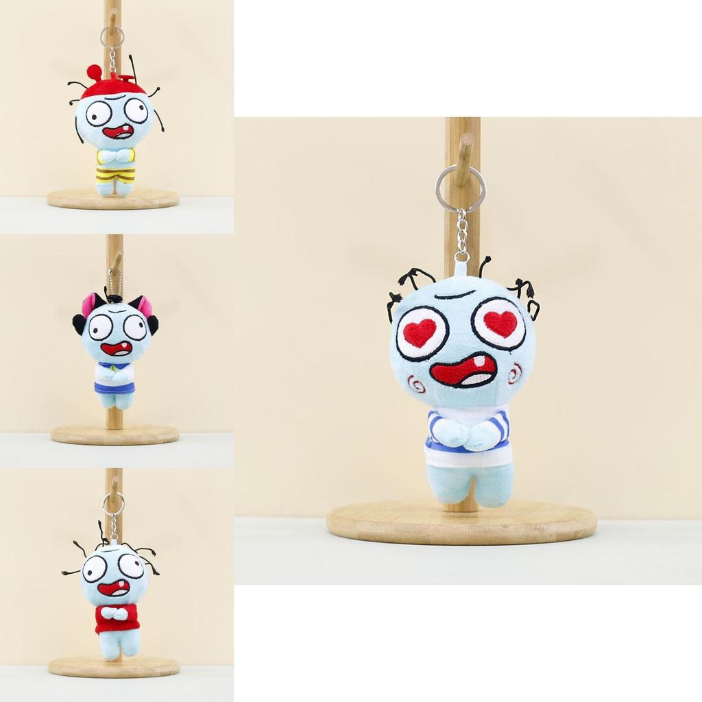 Cute Red Zombie Plush Toy Bag Pendant Keychain Adorable 13cm Stuffed Doll