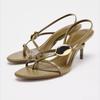 Luxury Metal-Embellished  Designer High-Heel Sandals Women Fashion Cross-tied Heels Summer Sexy beach slingbacks Flip-Flops