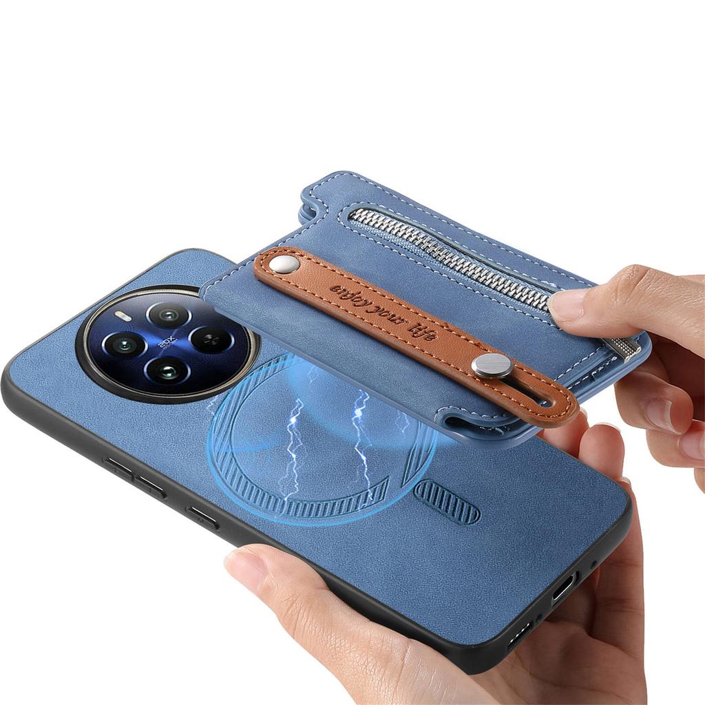 2 in 1 Detachable Magnetic Cards Solt Zipper Wallet Leather Wristband Case For OPPO Reno 13 Pro 5G 12 11F 11 A58 A78 Bag Cover