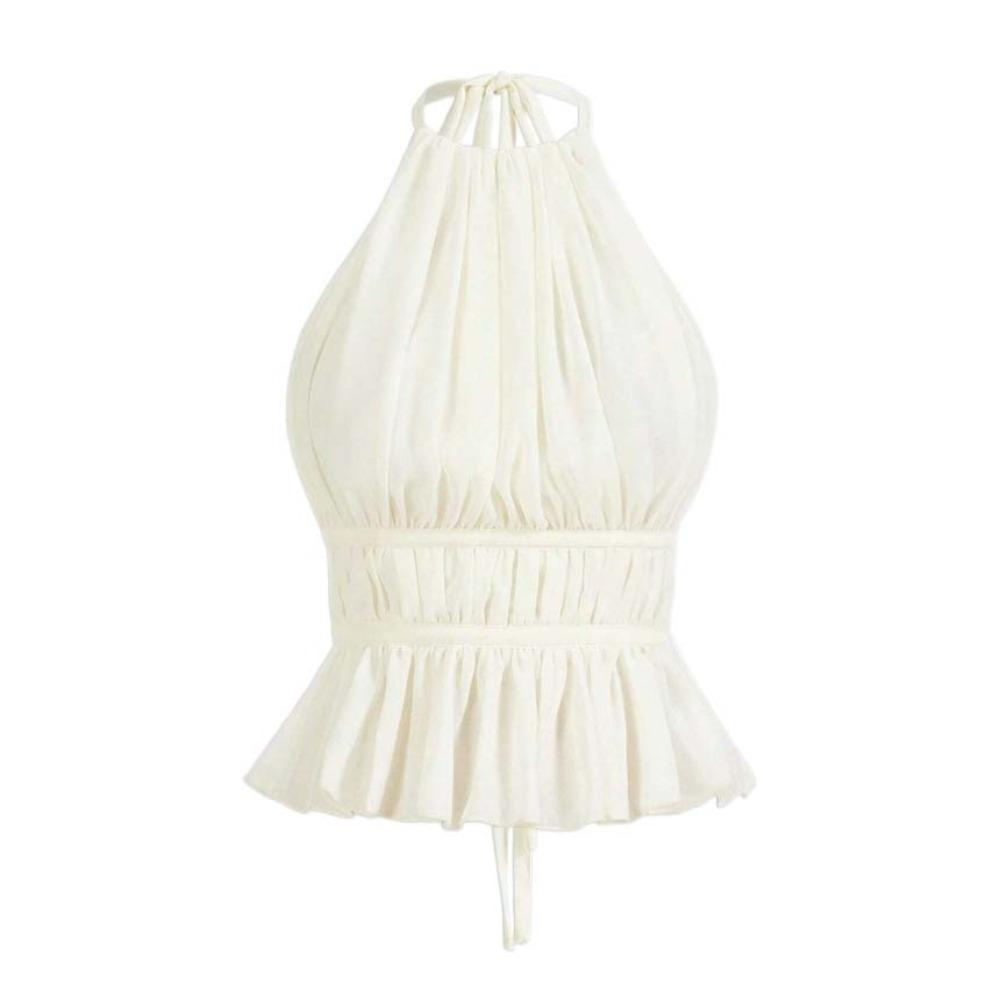 Sleeveless Chiffon Vest Tops Halter Women's Crop Top Fashion Lace-up Camisole  Beach