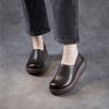Johnature Genuine Leather Thick Soled Loafers Retro Round Toe Women's Slip-on Flat Platform Shoes