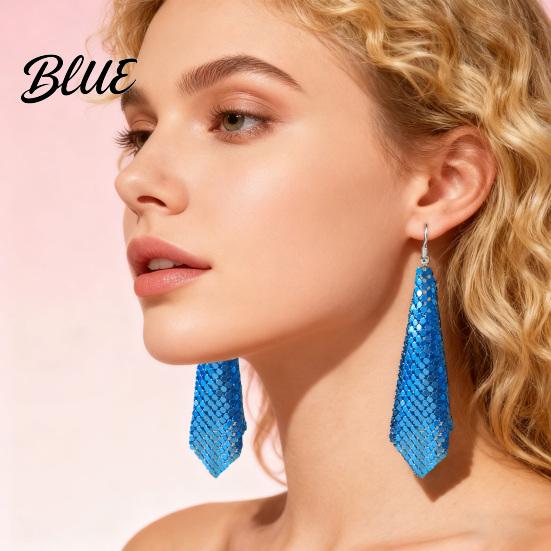 Detail-oriented Earrings 1 Pair Sequin Hook Geometric Design Long Statement