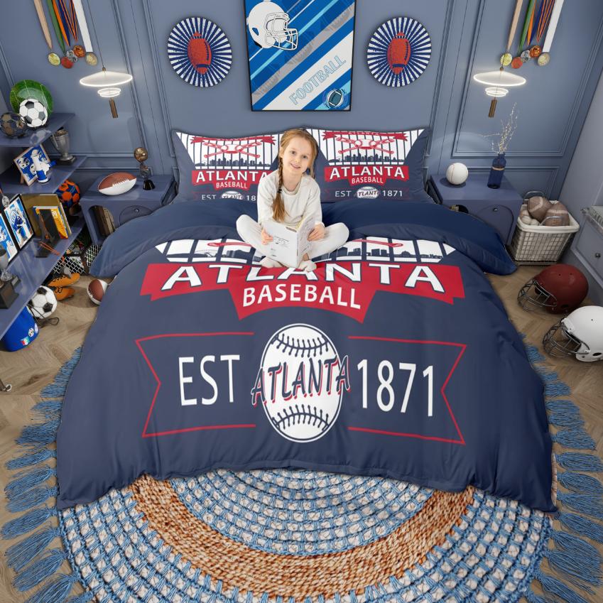 Homewish Kids Baseball Duvet Cover Set Sports Theme Bedding Set Cityscape Print Bed Set Room Decor