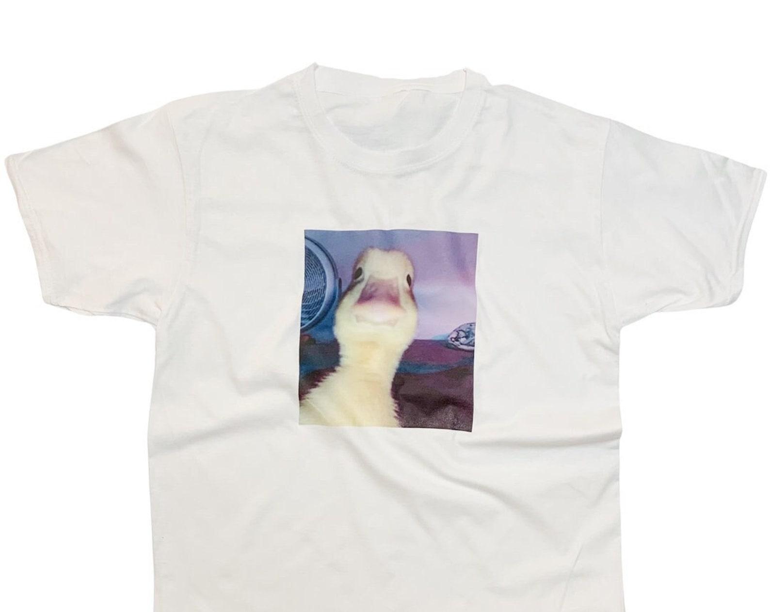 Duck Stare Funny Meme T-Shirt Staring Into Your Soul Iconic Meme Top S