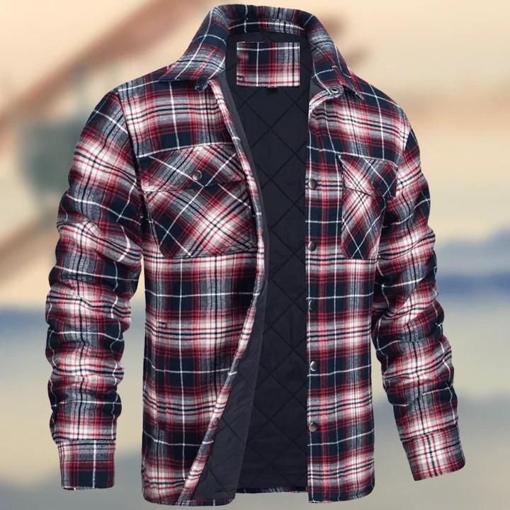 Men's Plaid Hooded Cotton Jacket: Thick, Long Sleeve, Loose-Fit for Autumn/Winter