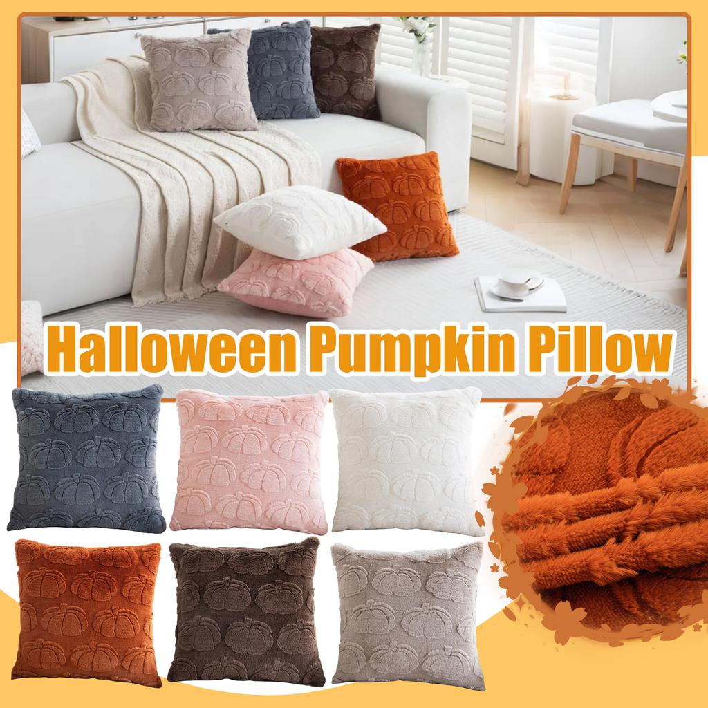 New Pumpkin Pillow HalloweenRabbitFur Plush PillowcaseAutumn Sofa Cushion Cushion