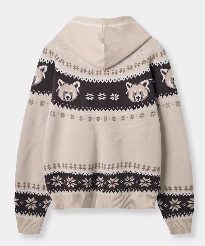Dimitri Black 2Way Essential Heavyweight Nordic Cardigan_Hood Beige