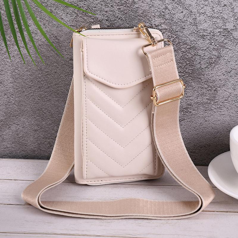 New V-shaped Mobile Phone Bag Multi-functional Fashion Crossbody Bag Large Capacity Solid Color Versatile Women's Shoulder Bag KTY