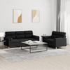 2 Piece Sofa Set with Cushions Black Fabric