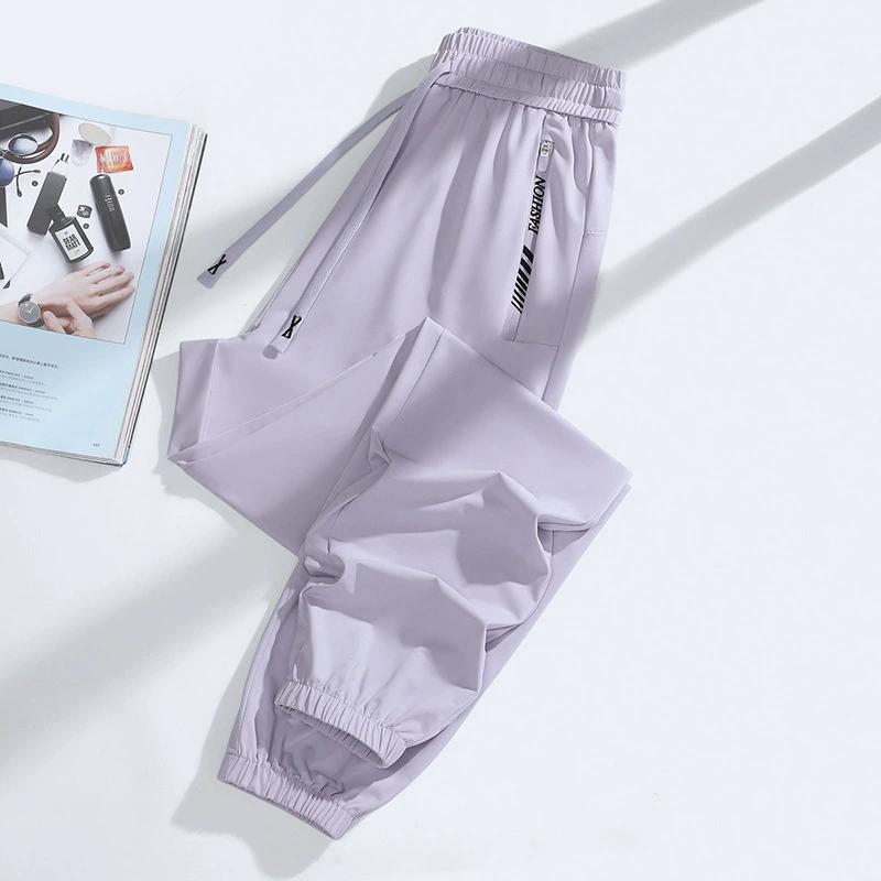 Summer Couple Style Ice Silk Pants Men's Stretch Sports Pants Men's Casual Pants Men's Versatile Casual Loose Wide Leg Pants
