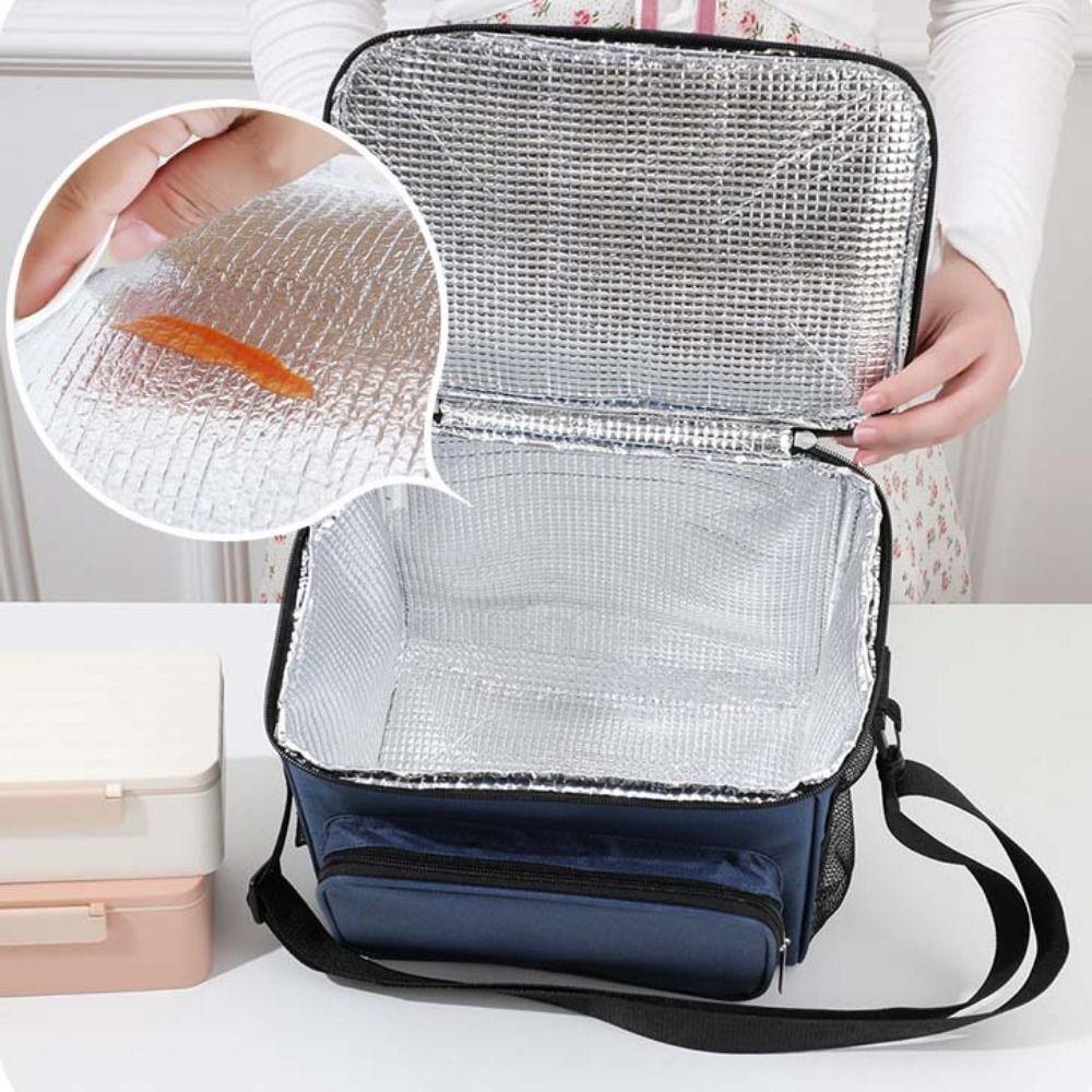 Ox Cloth Tote Square Bag Large Capacity Food Warm Thermal Bag Sweet Insulated Lunch Bag  Picnic