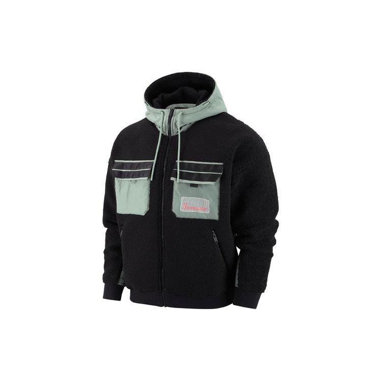 Air Jordan Splicing polar fleece Hooded Jacket Black Men s DQ0385-010 M