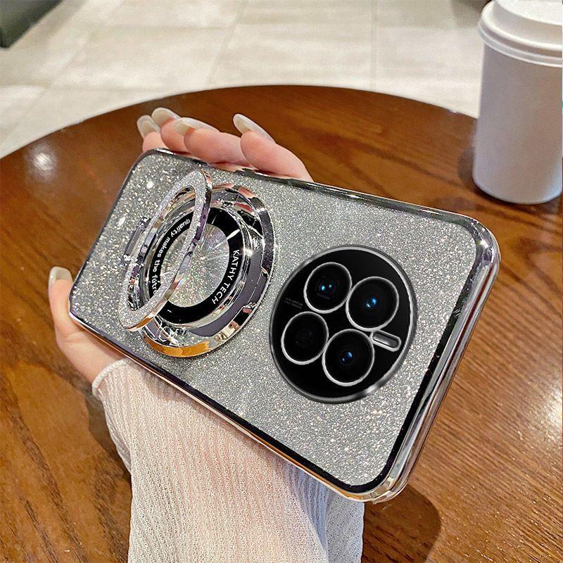 

Для OPPO Realme 12 Pro Plus чехол мягкий блестящий с кольцом магнитный защитный чехол для задней крышки для Realme 12 12Pro Plus Shell For Realme12Pro Plus серебряный