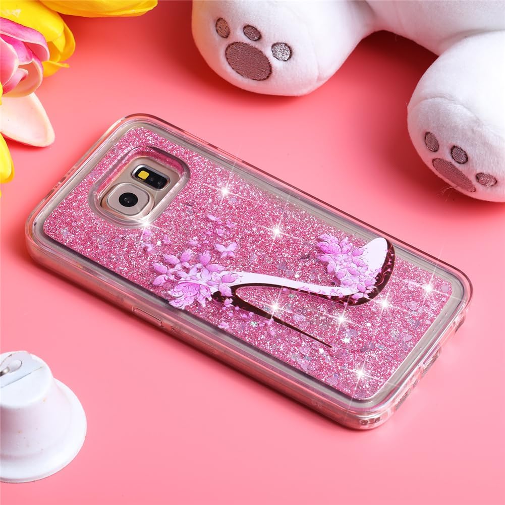 Case for Samsung S6 for Girl Glitter Sparkle Floating Shiny Quicksand Clear Soft TPU Silicone Shockproof Protective Bumper Thin Cover for Samsung