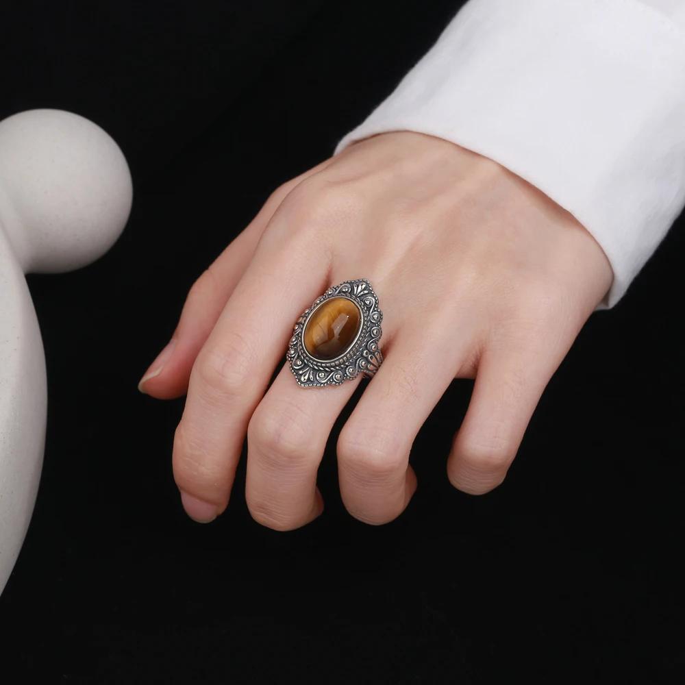 Natural Tiger Eye Rings  CopperJewelry Ring for Women Gifts Vintage Fine Wedding Party Ring
