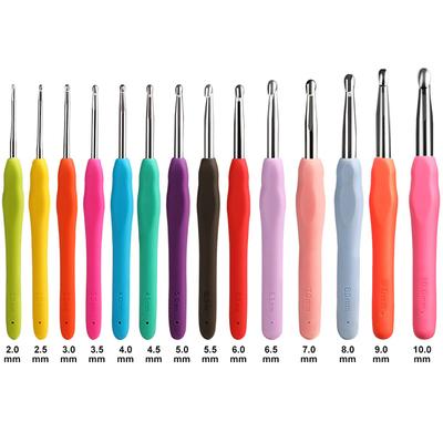 2mm10mm 14Size Crochet Hooks Set ExtraLong Crocheting Needles with Soft Ergonomic Rubber Grips For Beginners Arthritic Hands