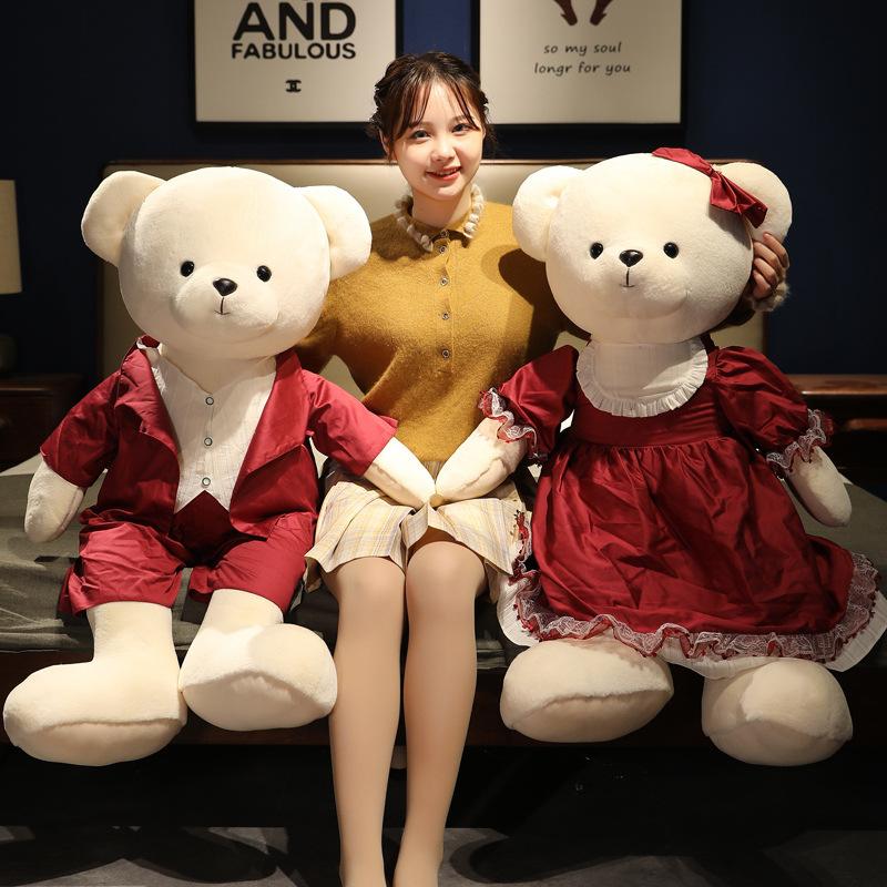 Cute Couple Bear Teddy Bear Doll Plush Toy Wear Skirt Hug Bear Doll Wedding Wedding Press Doll