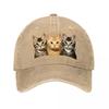 Baseball Cap With Three Cute Kittens Print Washed Baseball Cap