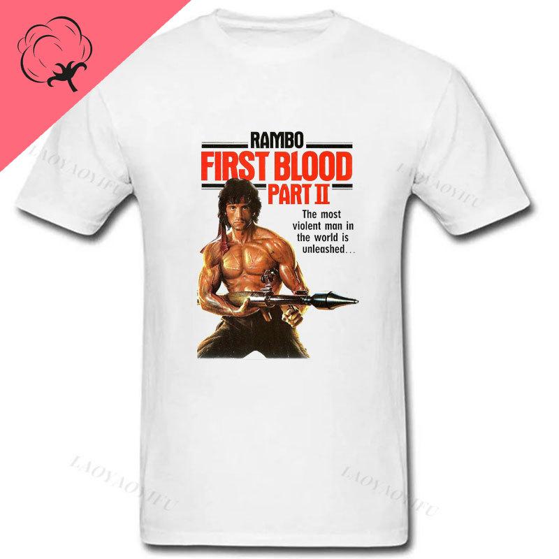 Playera Famous John J Rambo Vintage Style 80S Movie First Blood Part 2 T Shirt Homme Pure Cotton Short Sleeve Women Tops