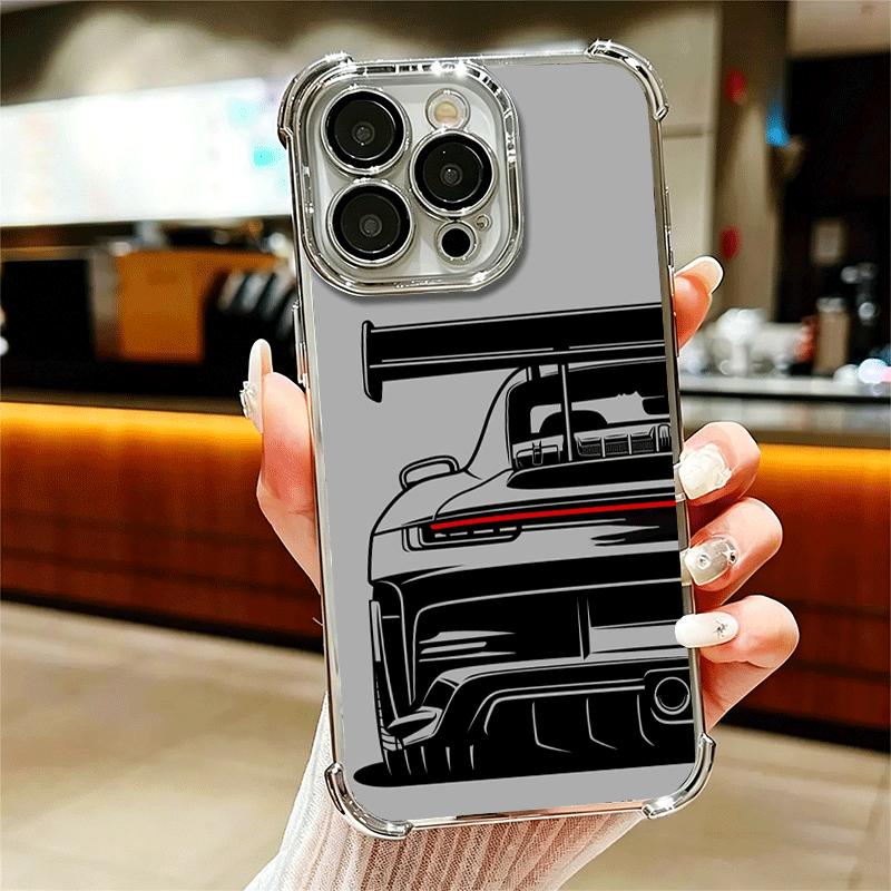 Super Sports Car Simple Desgin Soft Phone Case For iPhone 15 16 17 Air 14 Pro Max 16E Plus 13 12 Mini Plating Anti-Fall Fundas
