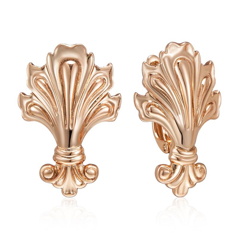 Fashion Glossy Dangle Earrings For Women Rose Gold Color Simple Ethnic Pattern High Quality Daily Fine Jewelry