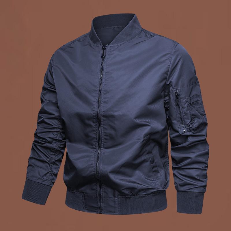 Spring and Autumn Solid Color Flight Jacket Baseball Collar Large Size Youth Handsome Jacket Men